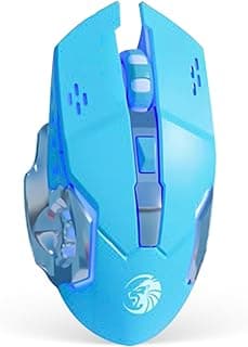 ماوس جيمنج لاسلكي - اتصال مزدوج بلوتوث و USB، تصميم مريح، DPI قابل للتعديل، كليك صامت، إضاءة RGB للكمبيوتر واللابتوب وماك بوك (أزرق)