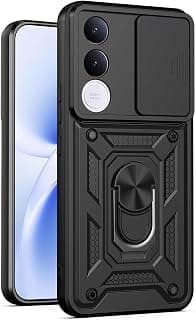 Case Cover Shock resistant UNBLACK Sliding CamShield TPU + PC Compatible with Vivo V70 Fe (Black)