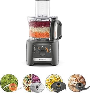 محضر طعام Multipro Compact FDP31.020GY موديل 2023، كبة مطبخ مع سرعتين + نبض، وعاء 2.1 لتر، قطاعة خضروات كهربائية للتقطيع والبشر والعجن، 800 وات