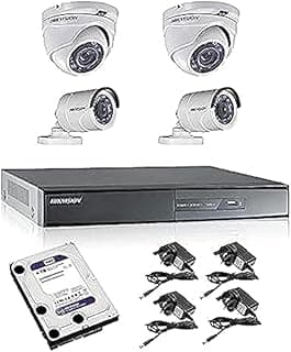 نظام مراقبة كامل 4 كاميرات مراقبة هيكفيجن دقة عالية 2 ميجابكسل مع جهاز تسجيل DVR FULLHD وهارديسك 1 تيرا مع المحولات و الاسلاك