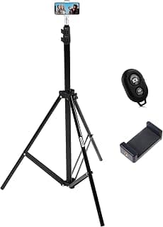 EYUVAA LABEL Heavy-Duty 7 FEET Light Stand with Mobile Phone Holder Clip & Bluetooth Remote for Ring Light, Flash, Reflector, Diffuser, Photo & Video Studio Shooting