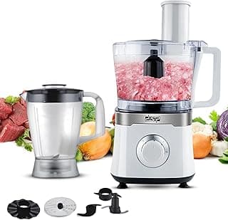 dsp food processor, 600-800W, with Low Noise, 2 Speeds & Pulse, Emulsifying & Slicing Discs, Chopping & Dough Blades, 1.5L Bowl & 1.4L Blender Jar, Non-Slip Feet, KJ3041A