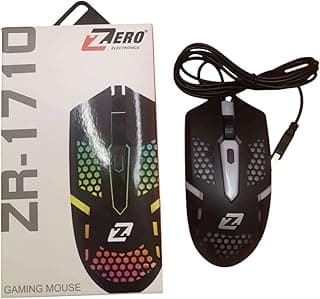 Optical Gaming Mouse Comfort USB Nylon Wired, 6 Button, 3600 DPI, High Performance Plug & Play, for Desktop, PC and Laptop Windows/Mac (Design with holes to prevent sweating) (ZR-1710, Black)