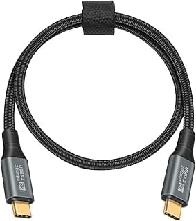 كابل USB C قصير إلى USB C، USB 3.2 الجيل الثاني نقل بيانات 20 جيجابايت في الثانية وتوصيل طاقة 100 وات بالشحن السريع يدعم فيديو بدقة 8K بمعدل 60 هرتز لثاندربولت 3 ماك بوك برو من اكسيفور، طول 0.46 متر