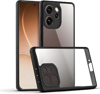 متوافق مع اوبو Reno 15 Pro 5G (Reno15 Pro) جراب شفاف، مضاد للصدمات بمعايير عسكرية ومقاوم للاصفرار، جراب حماية نحيف مع حماية للكاميرا - أسود