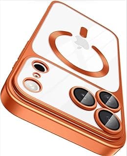 جراب مغناطيسي شفاف لهاتف iPhone 17 Pro، متوافق مع MagSafe، بولي يوريثين حراري ناعم مقاوم للصدمات، لون برتقالي غير لامع، مع واقي عدسة كاميرا مدمج