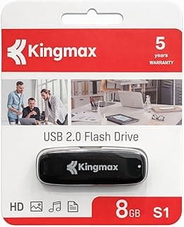 كينج ماكس ذاكرة فلاش USB 2.0 8GB S1، ذاكرة محمولة لنقل البيانات بسرعة عالية، تصميم صغير ومتين، مثالي للمستندات والموسيقى والصور والفيديوهات، ضمان 5 سنوات