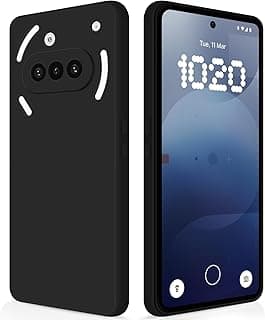جراب GiiYoon لـ Nothing Phone 3a، جراب سيليكون رفيع جداً ومقاوم للصدمات مع طبقة داخلية من الألياف وحماية للكاميرا، أسود