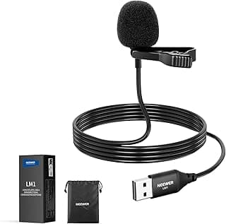 ميكروفون لافالير USB A، ميكروفون صغير متعدد الاتجاهات بمشبك مع كابل 2 متر، متوافق مع ماك، ويندوز، لابتوب، يوتيوب، سكايب، جيمنج، LM1