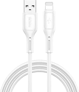 WiWU Wi-C042E Starlink Series USB-A to Lightning Cable, 2.4A Fast Charging & Data Sync Cord, Durable Reinforced Apple MFi Compatible Lead for iPhone, iPad & iPod – White | 18 Months Warranty