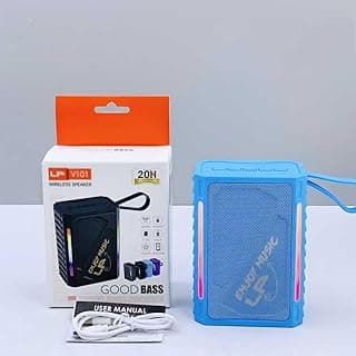 مكبر صوت بلوتوث محمول مع بطارية 4000mAh، صوت جهوري فائق، اضواء RGB، راديو اف ام، دعم USB وتي اف | LP-V101 (ازرق)