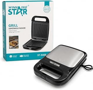 Winning Star - Grill Sandwich Maker with Nonstick Coating and Pure Copper Power Cord - A1-593