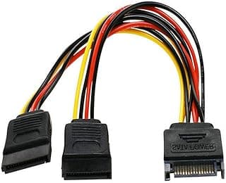 SATA Power Y Splitter Cable 2 Pack 15 Pin Male to Dual Female Power Cable 7 Inch for Hard Drive DVD PCIe Express Card Personal Computer