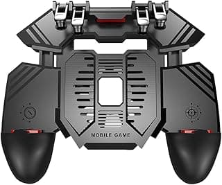يد تحكم ألعاب موبايل Benkeg AK77، يد تحكم PUBG، مع مشغل ألعاب بـ 6 أصابع، يد تحكم مع مروحة تبريد، مشغل حساس للرماية