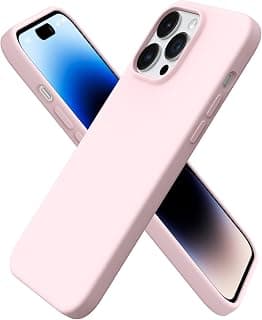 ORNARTO Compatible with iPhone 14 Pro Max Case 6.7, Slim Liquid Silicone 3 Layers Full Covered Soft Gel Rubber Phone Case Protective Cover with Microfiber Lining 6.7 inch-Chalk Pink
