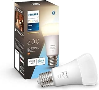 فيليبس هيو مصباح اضاءة LED ذكي ابيض A60 [برغي اديسون E27] للاضاءة الداخلية المنزلية مع امازون ايكو واليكسا، 9.0 واط