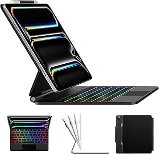 Edge Keyboard for iPad Pro 13 (M5-2025 & M4-2024), 11-Colors Backlit & Precision Multi-Touch Trackpad, Magic Floating Cantilever Magnetic Stand - Black'25 (Not fit Pro 12.9/ Air 13)