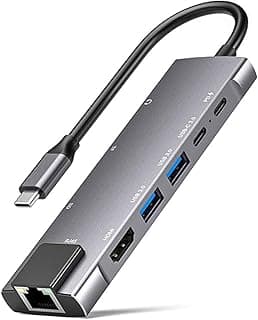 USB C Hub Mulitiport Adapter, 9-in-1 Hub with 1Gbps Ethernet,4K@30Hz HDMI,100W Power Delivery, 2 USB 3.0,SD/TF Card Slots,3.5mm Jack,USB-C3.0 Data, for MacBook Pro/Air iPad Pro M1/M2,Surface,XPS