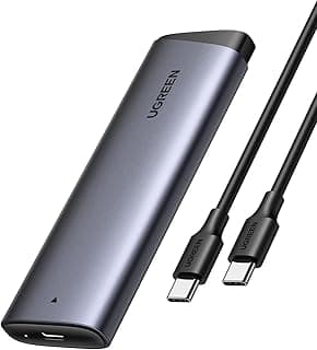 يوجرين حاوية ذاكرة مستديمة M.2 NVME SSD بمنفذ USB 3.2 بسرعة 10 جيجابايت في الثانية لمفتاح M-Key/M+B في 2230/2242/2260/2280 مع كيبل USB CC وتيار متردد، بدون ادوات | حافظة خارجية لمحرك الأقراص ذات الحالة الصلبة تدعم حواف UASP لمفتاح ذاكرة مستديمة SSD 2230/2242/2260/2280 M-Key/(B+M)