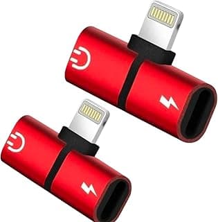 محول مزدوج 2 في 1 بمنفذ Type L، لتحويل AUX للصوت، سماعة الرأس والشحن، شحن الموبايل وتشغيل الموسيقى (عبوة من 2) متعدد الألوان