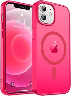Magnetic for iPhone 12 Case & iPhone 12 Pro Case, [Compatible with MagSafe] [Military Grade Drop Protection] Translucent Matte Shockproof Anti-Scratch Phone Cover, Hot Pink