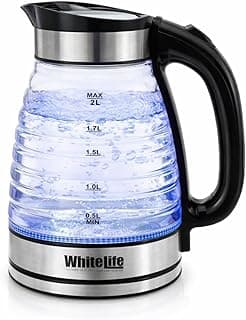 Glass Electric Kettle 2L 1500W LED Light - Fast Heating Water Kettle, Auto Disconnect and Water Level Indicator - Perfect for Tea and Coffee - 1 Year Warranty
