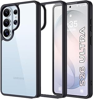 جراب شفاف لهاتف سامسونج Galaxy S26 Ultra 5G، حماية من السقوط بمعايير عسكرية، غطاء حماية نحيف وشفاف - أسود