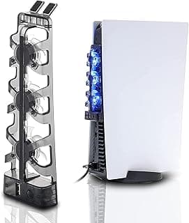 Bukela for PS5 Cooling Fan Horizontal Compatible With PlayStation 5 Disc & Digital Edition Console - Includes Light, Switch and USB Output Port
