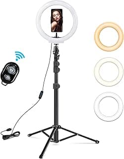 Ring Light with Tripod Stand and Phone Holder, 10-inch Dimmable Selfie Ring Light with 3 Light Modes & 10 Brightness Level for Live Streaming/Makeup/Photography/TikTok YouTube Video