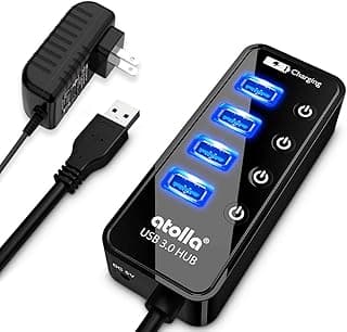 موزع USB 3.0 ان/بي نشط مع مزود طاقة، بـ7 منافذ (صغير)، من اتوللا، أسود