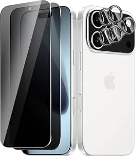 2+ 2-pack For iPhone 17 Pro Privacy Screen Protector + Camera Lens Protector, Anti Spy Tempered Glass, Easy to Install, 9H Hardness, Scratch-Resistant, Bubble-Free