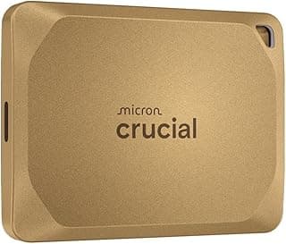 كروشال هارد SSD محمول X10 برو 2TB حتى 2100 ميجابايت/ثانية، كتابة 2000 ميجابايت/ثانية، USB 3.2 USB-C، وسيط تخزين خارجي متين للمبدعين المحترفين، ذهبي - CT2000X10PROSSD9D02