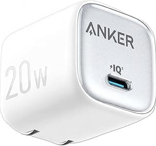 شاحن من أنكر بمنفذ USB متوافق مع آيفون 12 و13 و14 و15 وسامسونج جالاكسي بمنفذ واحد 20 واط مع شحن سريع وتصميم مدمج وقابس قابل للطي