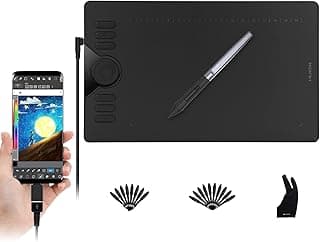 تابلت رسم جرافيك HS610 من هيوين مزوّد بقلم مستدق الطرف بدون بطارية لانظمة اندرويد وويندوز وماك او اس
