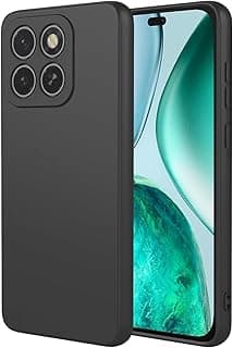 ( Honor X8C ) جراب حماية خلفي من السيليكون السائل المقاوم للصدمات مبطن بالفرو من الداخل وغطاء كامل للكاميرات متوافق مع هاتف هواوي هونر X8C (اسود)