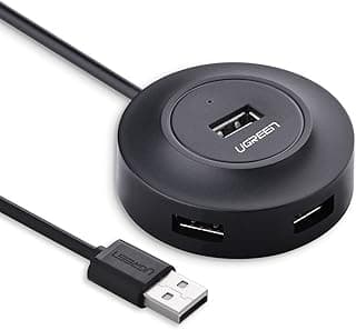 USB 2.0 4-Port Hub 480Mbps Data Transfer Adapter for PC, Printer, Keyboard, Mouse, Camera, 1M - Black