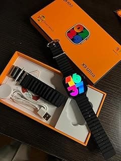 ساعة ذكية X9 Ultra Wear Fit Pro بشاشة Super AMOLED، اتصال NFC، شات GBT، شاشة تعمل دائماً، مع 2 سوار (أسود)