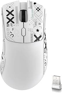 ATTACK SHARK R1 Wireless Gaming Mouse, Three-Mode Connection (2.4G/Wired/BT5.2), 55g Lightweight, 18K DPI Optical Sensor, Ergonomic Design, for PC/Laptop/Win/Mac (White + Sticker)