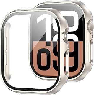 جراب Dl3 Mobilak مع حامي شاشة لساعة ابل Series 10 مقاس 46mm، جراب حماية كامل صلب PC، مع زجاج مقسى مدمج عالي الحساسية (Starlight)