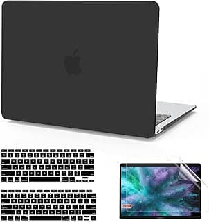 B BELK Compatible with MacBook Air 13 Case 2021 2020 2019 2018 Release A2337 M1 A2179 A1932 with Touch ID, Matte Plastic Laptop Hard Shell Case with Keyboard Cover and Screen Protector Retina, Black