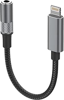 Pure Sound Cable Lightning to 3.5mm Audio Female Adapter AUX Braided | Stable Transmission, Clear Hi-Fi Sound | For Apple iPhone, iPad, Speakers, iOS Devices | 13cm Cord |Aluminum Alloy |Made by LDNIO