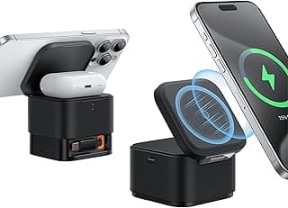 MagPro 25W 2-in-1 Magnetic Wireless Charger, 60° Adjustment Horizontal or Vertical Mode, 15W Fast Charge, Black