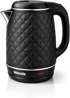 Electric Kettle 1.8L 1500W – Chic Leather Texture Design – Automatic Separation & Boil Dry Protection – Fast & Safe Coffee Tea Kettle(Black)