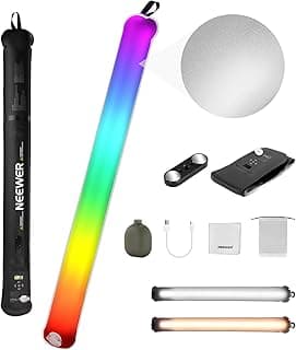 قضيب إضاءة RGB محمول باليد 30W، مصباح فيديو محمول قابل للنفخ من البولي يوريثين الحراري، 3000Lux 2700-6500K CRI95 5000mAh نوع C 45W عند التشغيل/30W عند الإيقاف للستوديو وتسجيل الفيديو من نيوير، 90 سم