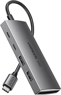 موزع USB سي 10 جيجابت - ثانية بمنفذي C 3.2 جيل ثاني منفذي A 3.2 من يوجرين محول متعدد المنافذ نوع إلى سرعة عالية للاب توب - كمبيوتر - اي ماك - بوك برو - اير 2022 - PlayStation - سامسونج S23 - S23U أسود