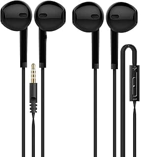 Headphones [2-Pack] in-Ear Earbuds Earphones with Microphone, Noise Isolating Earbud Headset,Corded,3.5mm Audio Jack Devices(Black and white)