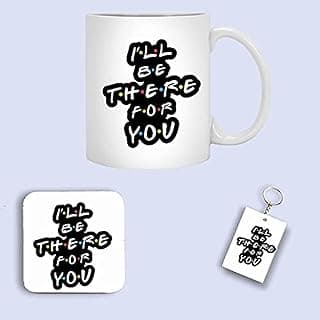friends mug with coaster and keychain