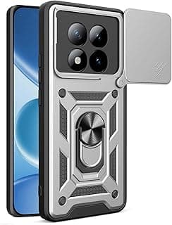 جراب لهاتف شاومي Redmi Note 15 Pro Plus، جراب CamShield مضاد للصدمات والخدش مع غطاء كاميرا وحلقة معدنية متعددة الوظائف (فضي)