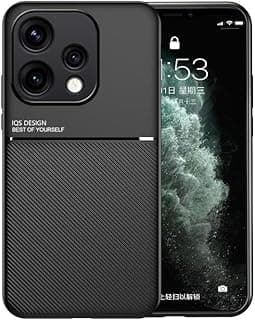phone case compatible with oppo reno 15 5G global Classic shockproof silicone soft tpu leather hard pc mobile phone Magnetic Shockproof PC + TPU Phone Cover for oppo reno 15 5G (Black)