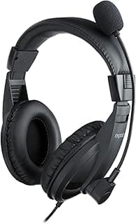 سماعات رأس H150S ستيريو سلكية فوق الأذن مع ميكروفون لتقليل الضوضاء من رابو، USB، للكمبيوتر/ماك/لاب توب/نظام تشغيل كروم - أسود